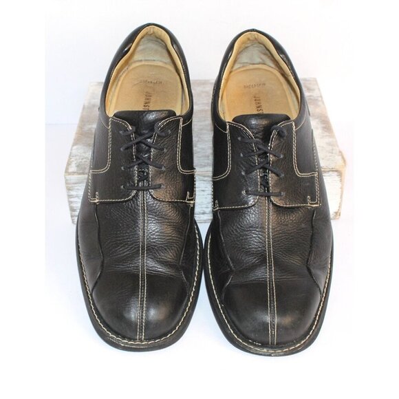 Johnston & Murphy Loafers Mens 10.5 M Black Soft Leather Lace Up Dress Shoes - Picture 2 of 6